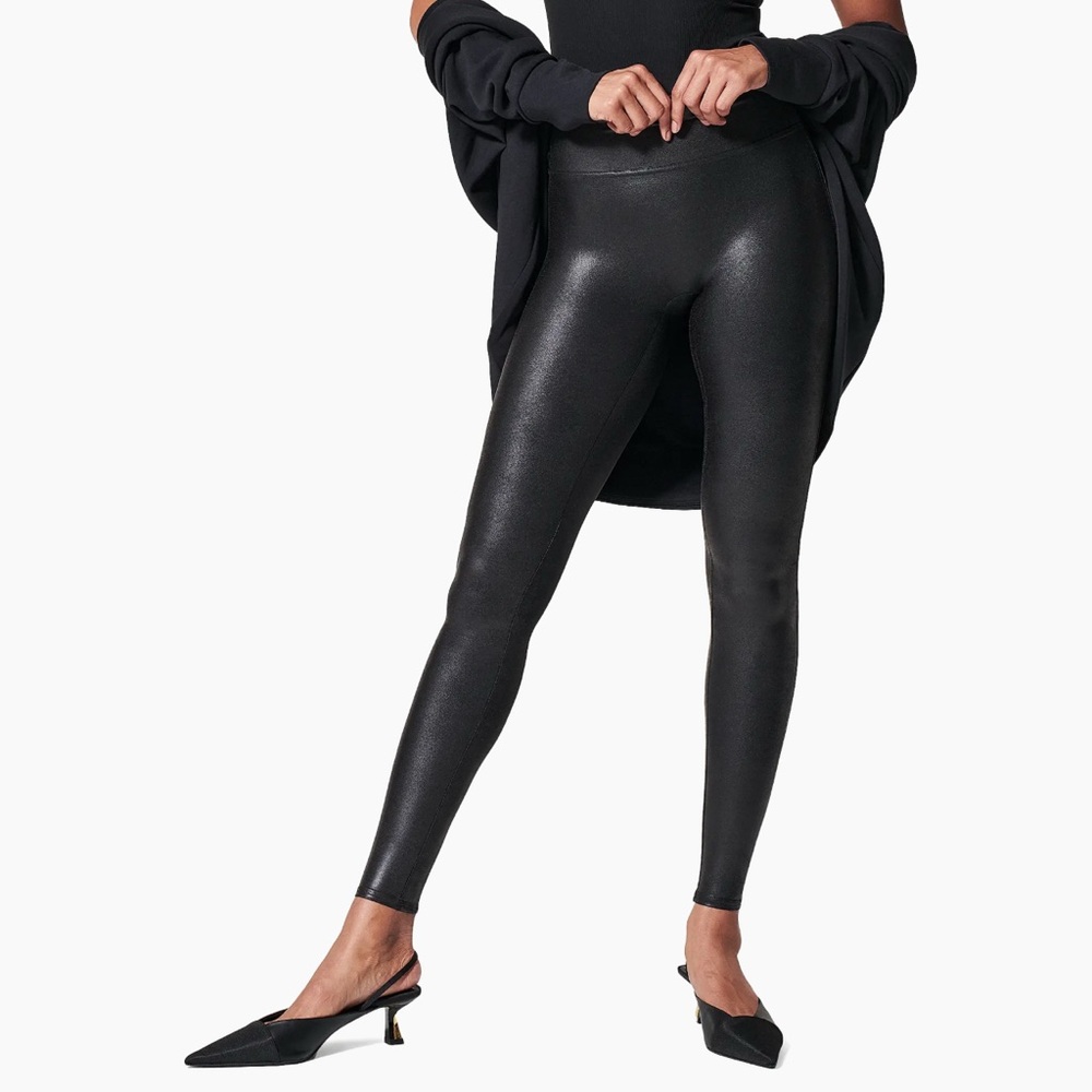 Spanx Black Faux Leather Leggings Size Medium